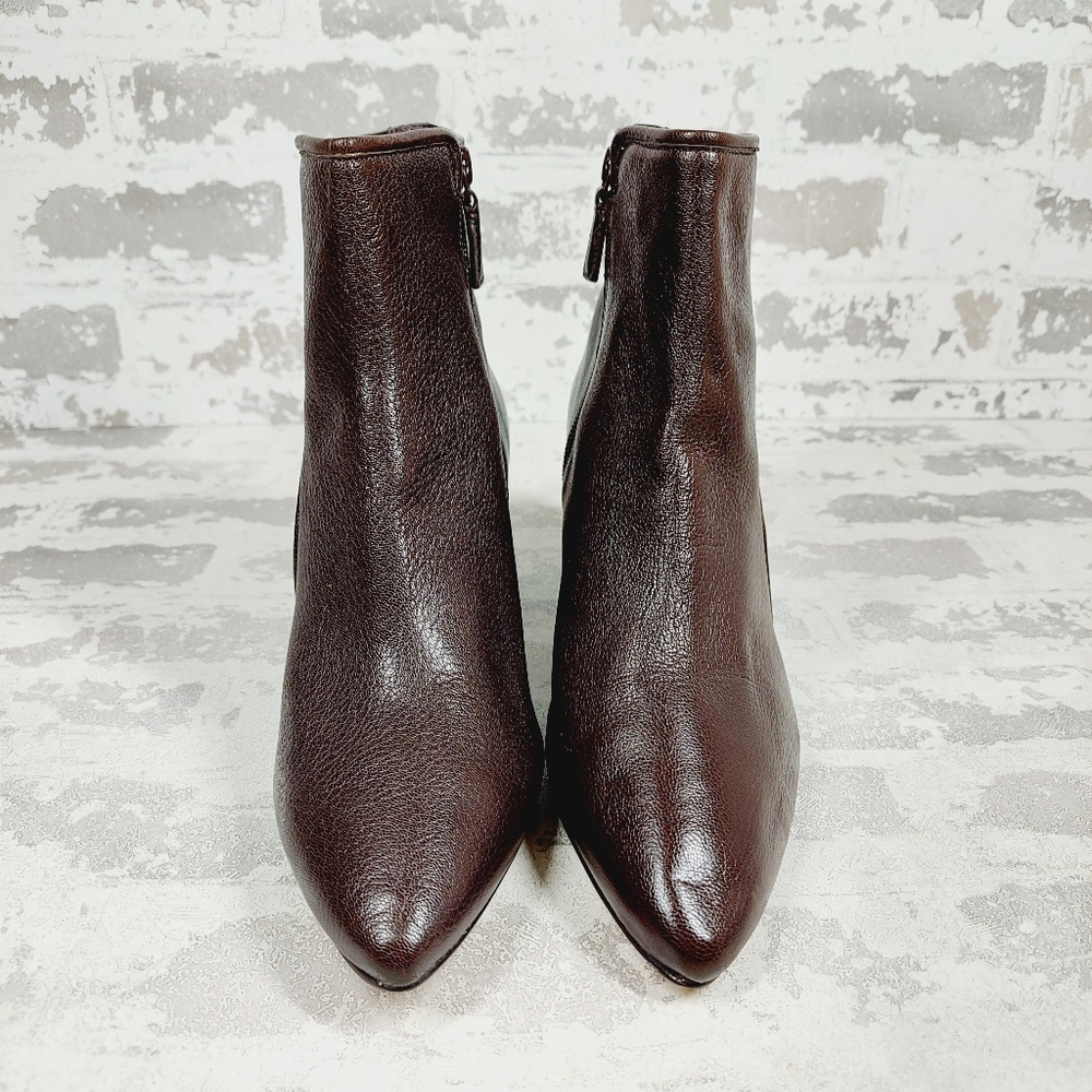 New Cole Haan Ettie Brown Leather Pointy Toe Ankle Boots H250 - Picture 7 of 11